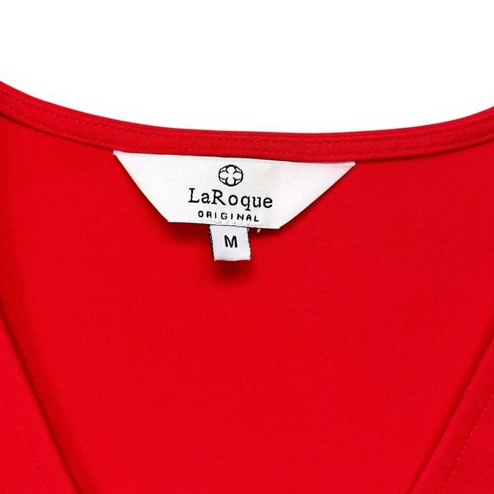 LaRoque Julia Red Crepe Blouse Long Sleeve Smocked Cuff Top - Picture 4 of 6
